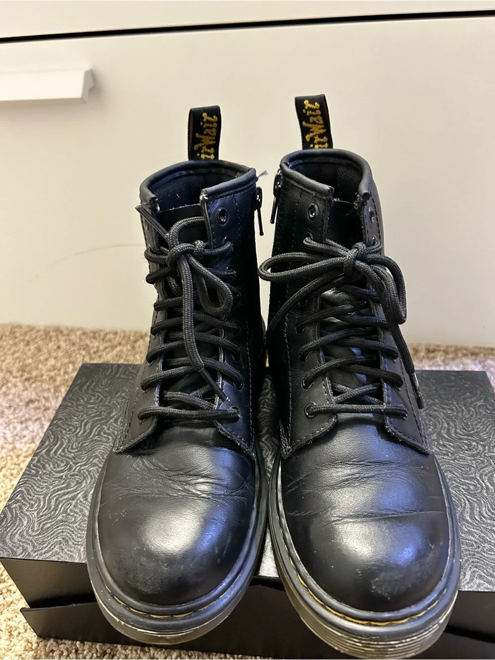 Dr. Martens Kids Black Leather Lace-Up Boots